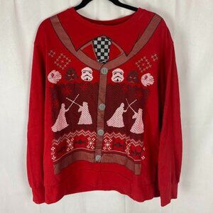 Star Wars Ugly Christmas  Pull Over Fair Isle  Sweatshirt Red Men's XL